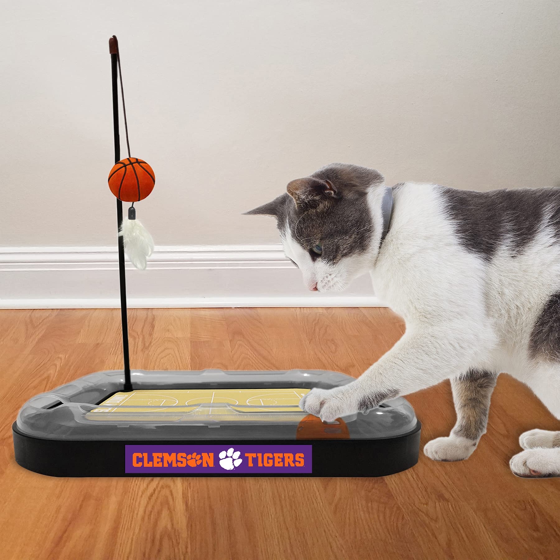 Cats Scratcher Ncaa Clemson Tigers Basketball Court Cat Scratcher Toy With Catnip Filled Plush Basketball Toy & Feather Cat Toy
